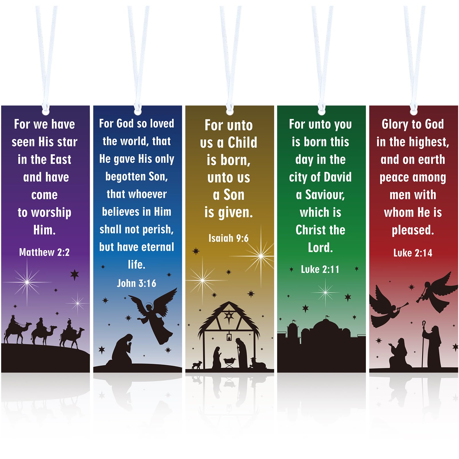 Dispowreath 60 Pcs Christmas Silhouette Nativity Bookmark Religious Christian Bookmarks VBS Exchange Gifts for Adult Church Party Favors
