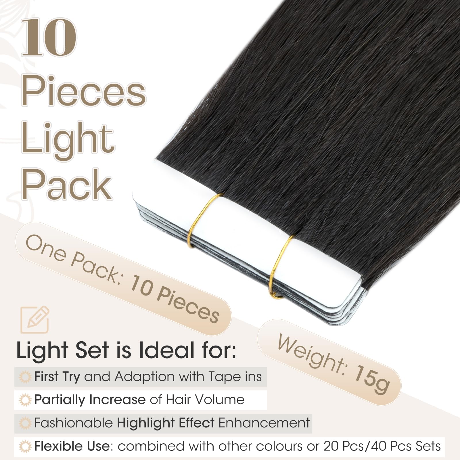 Elailite Tape in Hair Extensions Human Hair Real Human Hair 10 Pcs Invisible Thin Type - Image 3
