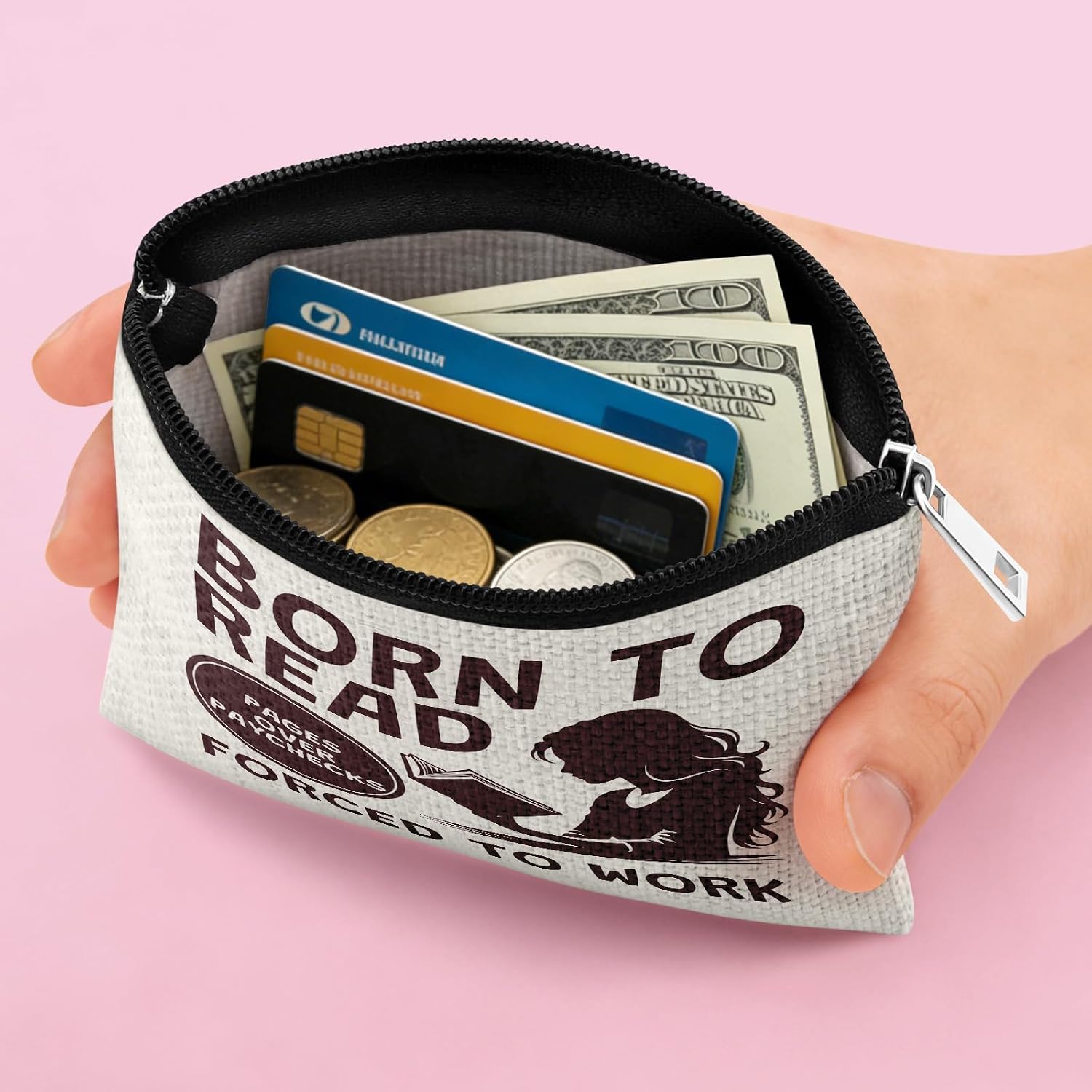 Readers Gifts Book Lovers Coin Purse Bookish Present for Daughter Sister Friend Reading Lover Gift Coin Pouch Book Club Present for Student Teen Coworker Christmas Birthday Gift Zipper Change Pouch image 4
