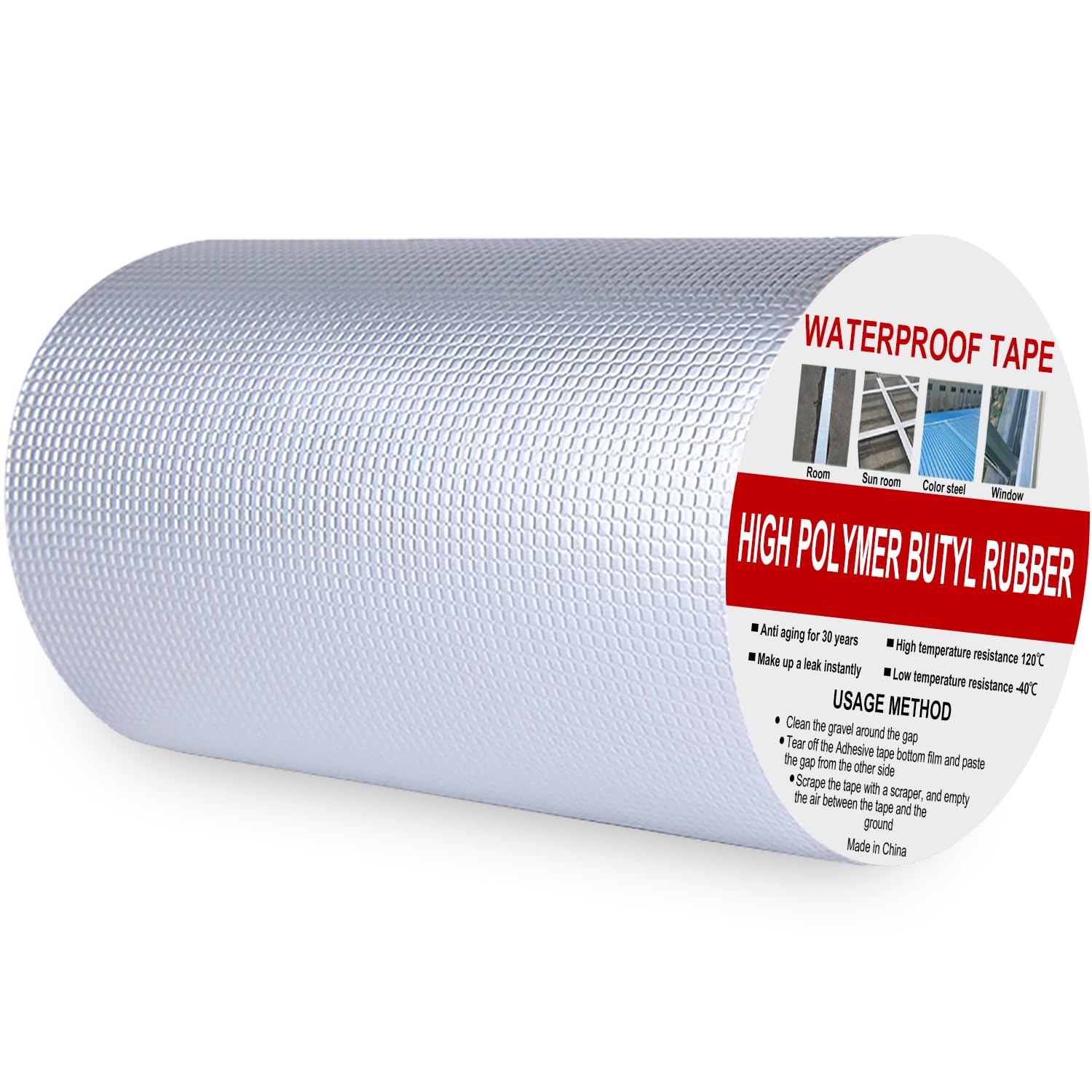 Cinta de Butilo Impermeable 200mm x 5m, Sellador Fugas Agua, Cinta de Butilo para Reparación, Impermeable Sellador Adhesivo para Fugas en Techo, Espacio enAlféizar de Ventana, Tubería