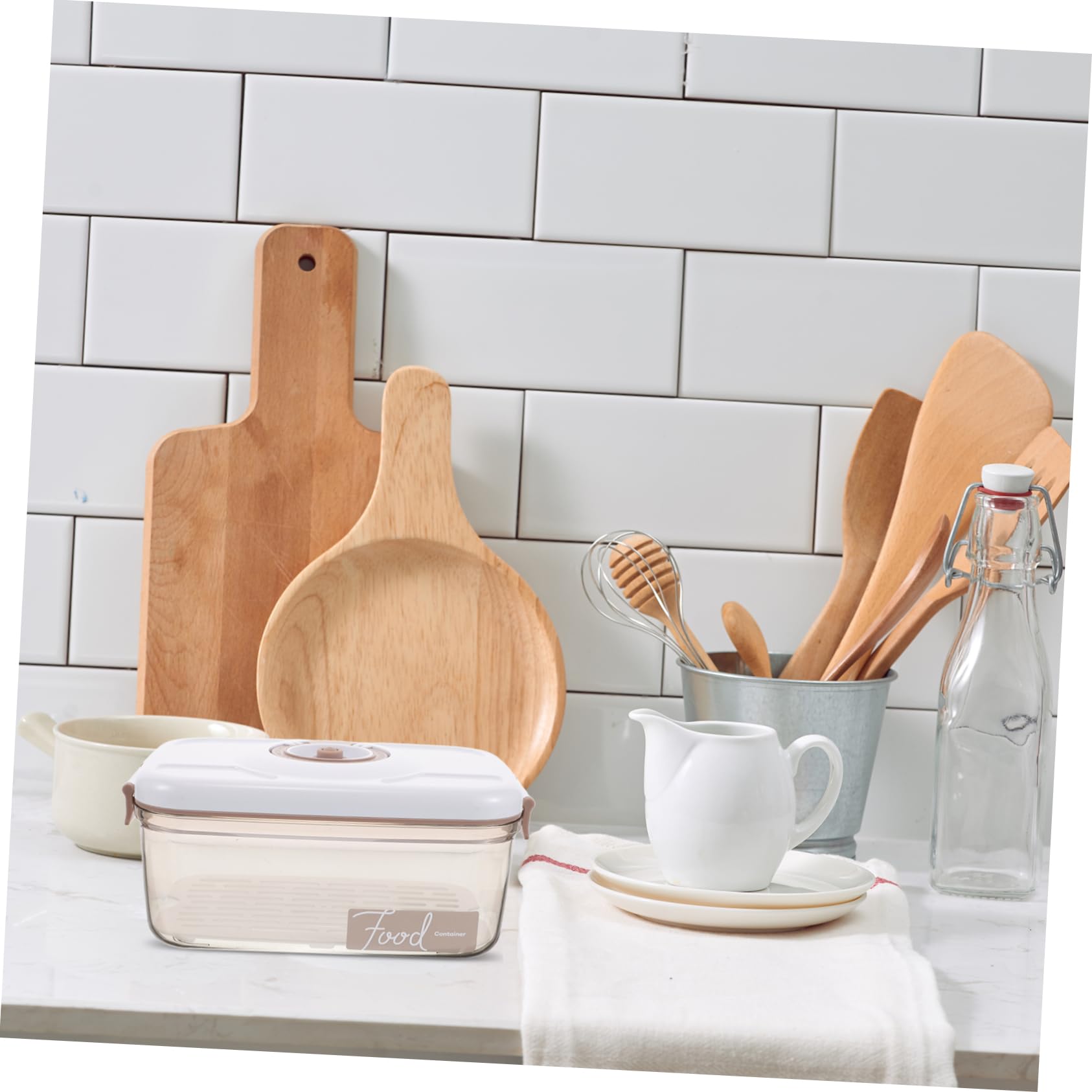 Contenitore Sottovuoto per Alimenti 2, 1 l Beige, Set 1