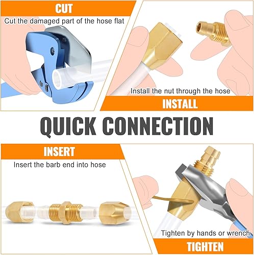 Miniatura 5 de SUNGATOR Paquete de 12 empalmadoras de manguera de aire de 14 pulgadas, kit de montaje de reparación de manguera de aire de 14 pulgadas, empalmador