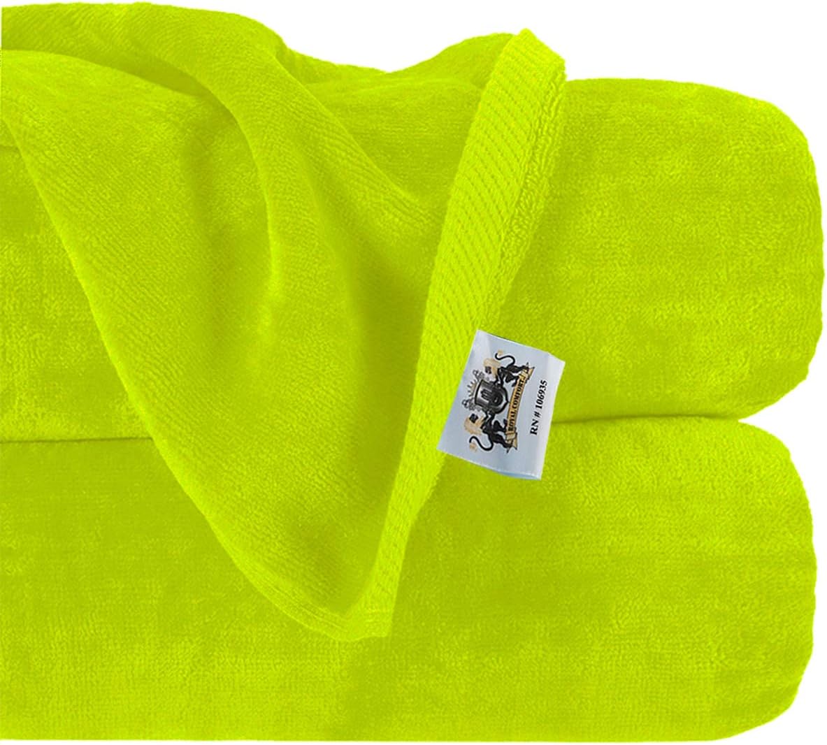 Royal Comfort 32x64 Solid Color Neon Yellow (2 per Pack) Terry Velour Beach Towel. Made with 100% Cotton Weighing at 16.0 lbs per doz. Why Settle for Polyester get The Real Thing!