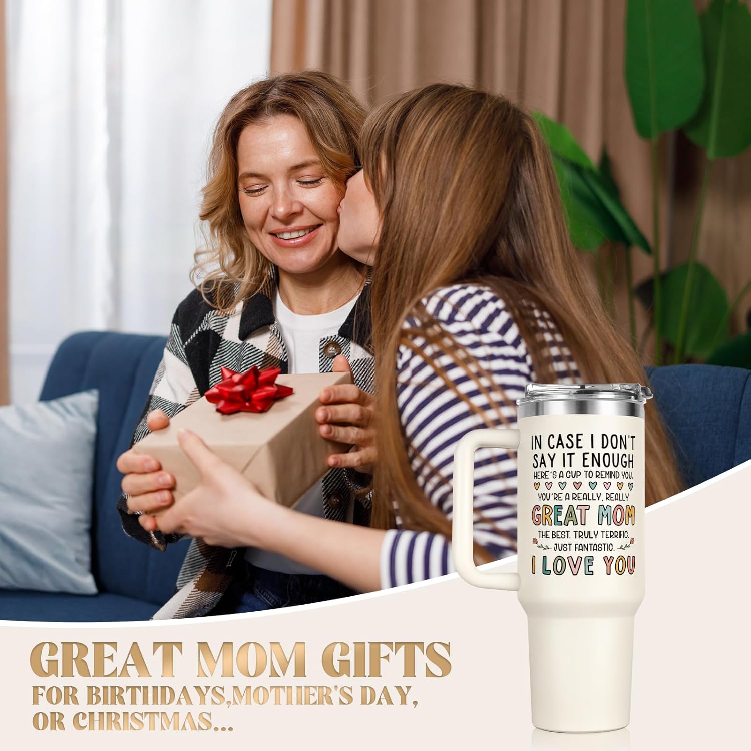 Aurahouse Valentines Day Birthday Gifts for Mom Tumbler, I Love You Mom Birthday Gifts from Daughter Son, Great Moms Gifts, Mothers Day Presents for Moms, 40oz - Image 2
