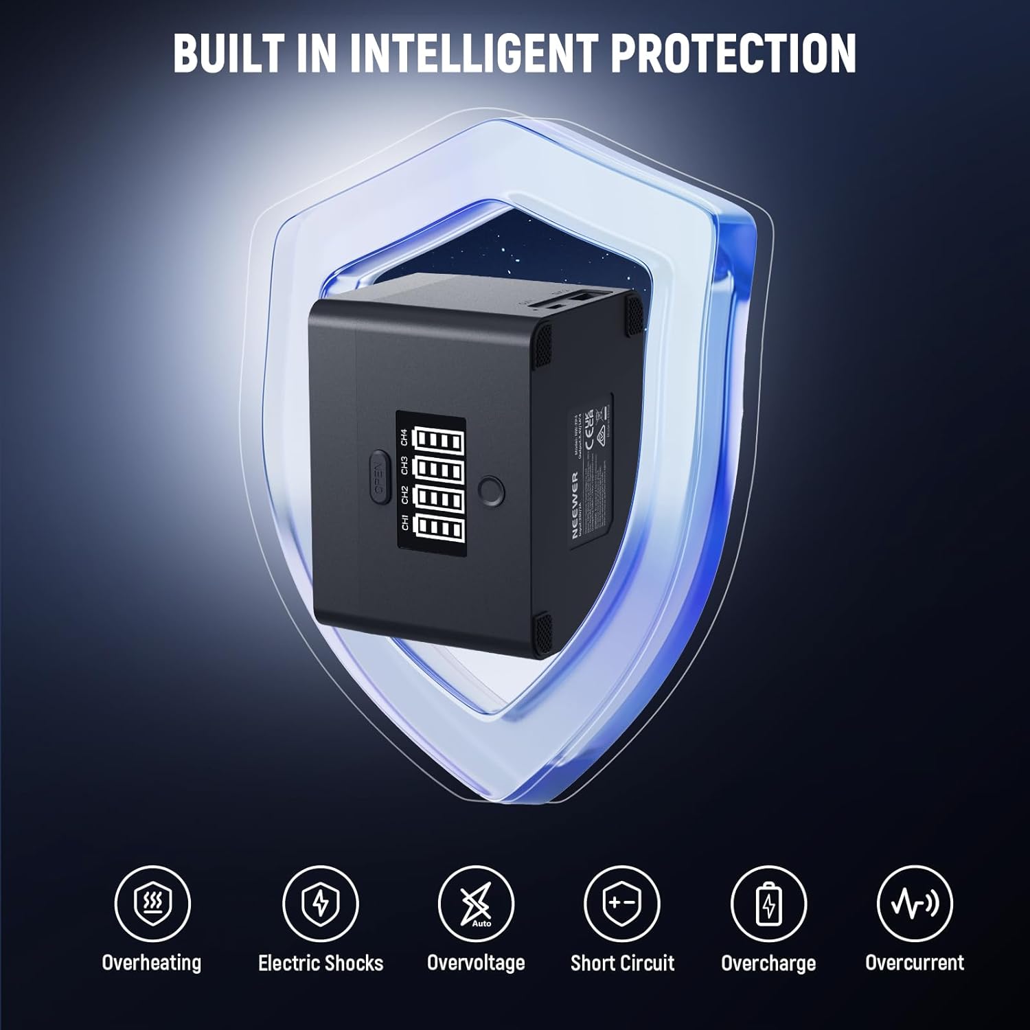 NEEWER NW-ZP4 2in1 Four Channel USB Camera Battery Charger for NP-FZ100&LP-E6, 40W Fast Charging with PD 45W Charger Compatible with Sony A6700 A7III FX3 FX30 A7IV Canon EOS R5 Mark II 6D/II 5D/III 5D