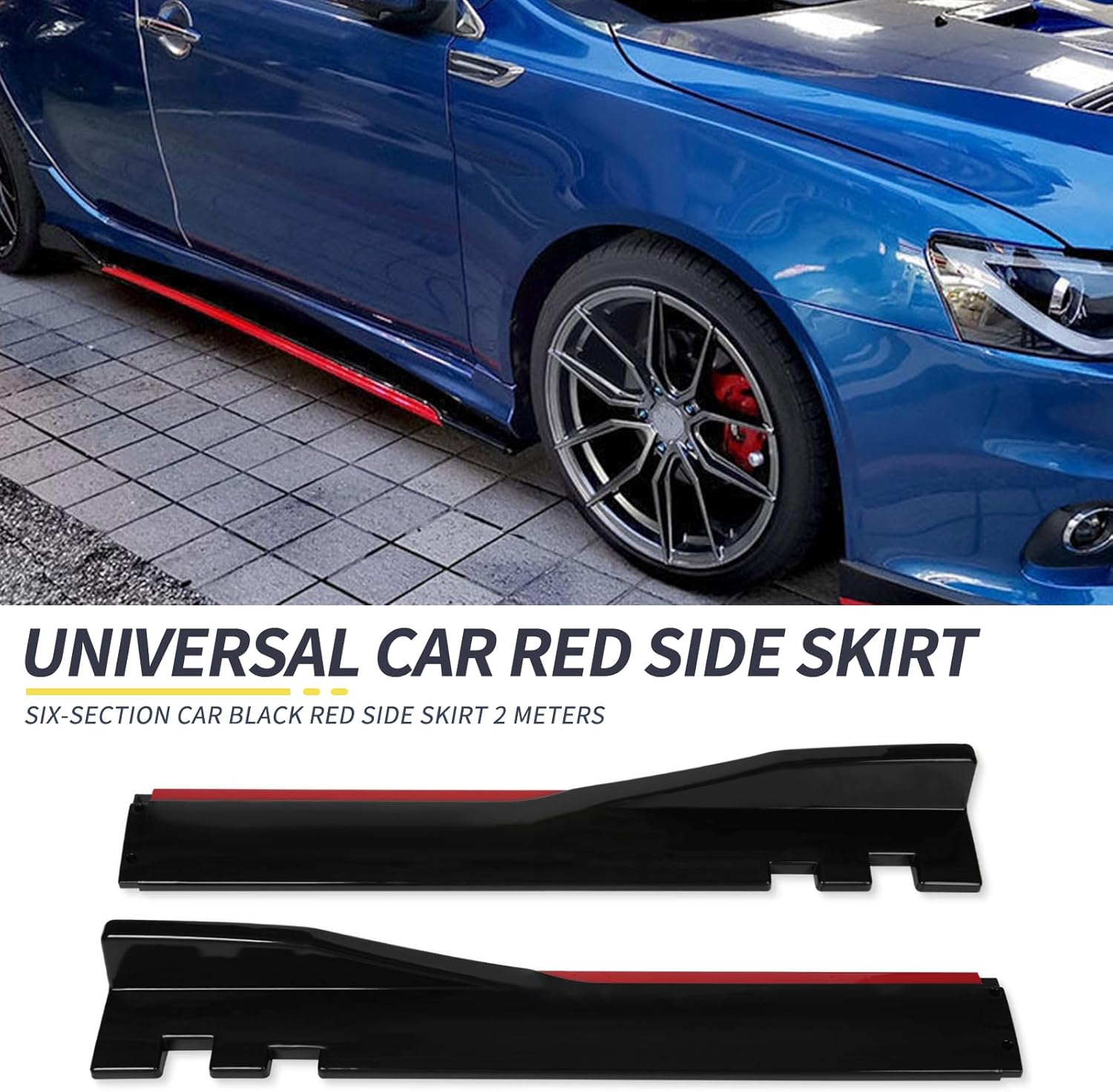 2PCS Universal Car Side Skirts, 86.6" Side Skirts Extension Splitter Lip, Car Rocker Panels Side Skirt Body Kit, Compatible with Honda Civic Toyota Corolla Nissan Altima VW Chevrolet Camaro