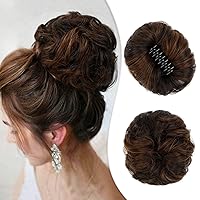 Vista 7 de Moño desordenado, clip de garra, moño desordenado, ondulado, rizado, extensiones de moño de cabello despeinado, moños de cabello recogido, clip