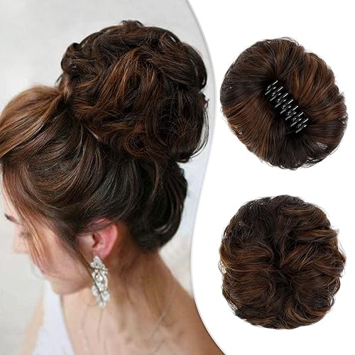 Miniatura 7 de Moño desordenado, clip de garra, moño desordenado, ondulado, rizado, extensiones de moño de cabello despeinado, moños de cabello recogido, clip