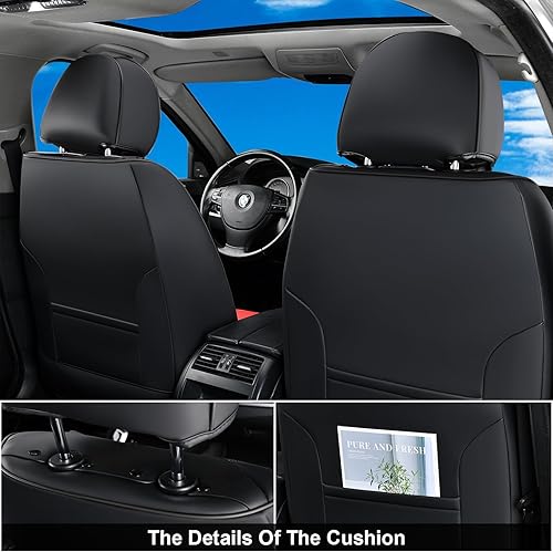 Miniatura 2 de Coverado - Juego completo de fundas para asientos de automóvil, protectores de asiento impermeables de piel Nappa 8805 - Negro y rojo, delanteros