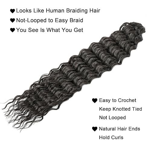 Miniatura 4 de Cabello rizado de ganchillo de 18 pulgadas, 1 paquete de cabello ondulado de ganchillo para mujeres negras, #2, ondulado profundo, añadir a las