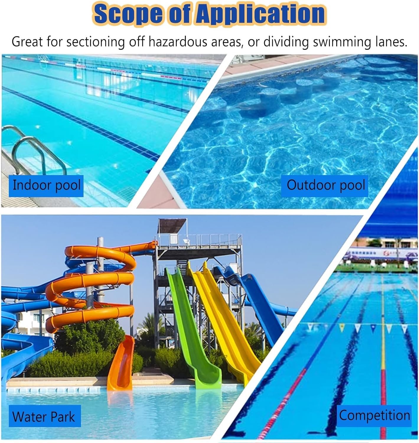 Corda divisoria blu da 6 m, in nylon, per zone sicure e corsie di nuoto, accessorio sicuro per piscina e allenamento di nuoto (6 m)