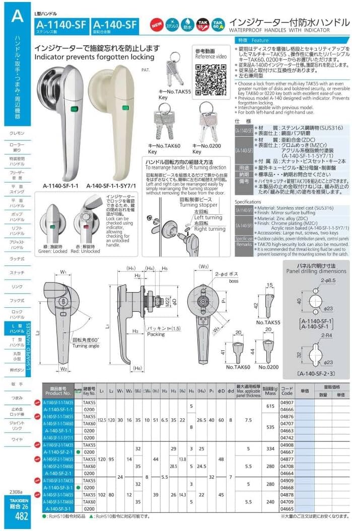 Amazon | タキゲン 防水ハンドル A-140-1-1 | 取っ手 | 産業・研究開発用品