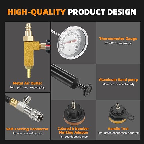 Miniatura 3 de FOUR UNCLES Probador de presión de radiador y refrigerante y kit de recarga de vacío, sistema de refrigeración universal de 28 piezas, probador de