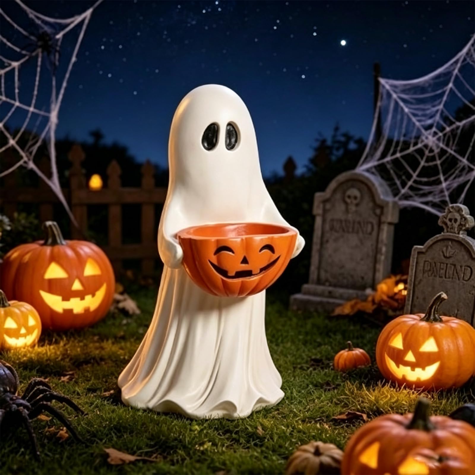 Resin Ghost Candy Bowl for Trick or Treat, Halloween Ghosts Figurine