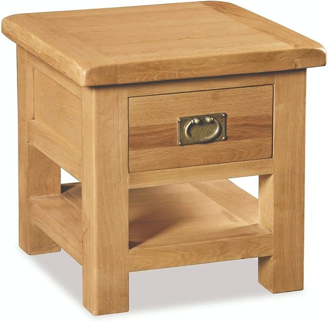 Furniture Octopus Oakvale Small 1 Drawer Lamp Table/Solid Wood Square Living Room Side End Unit