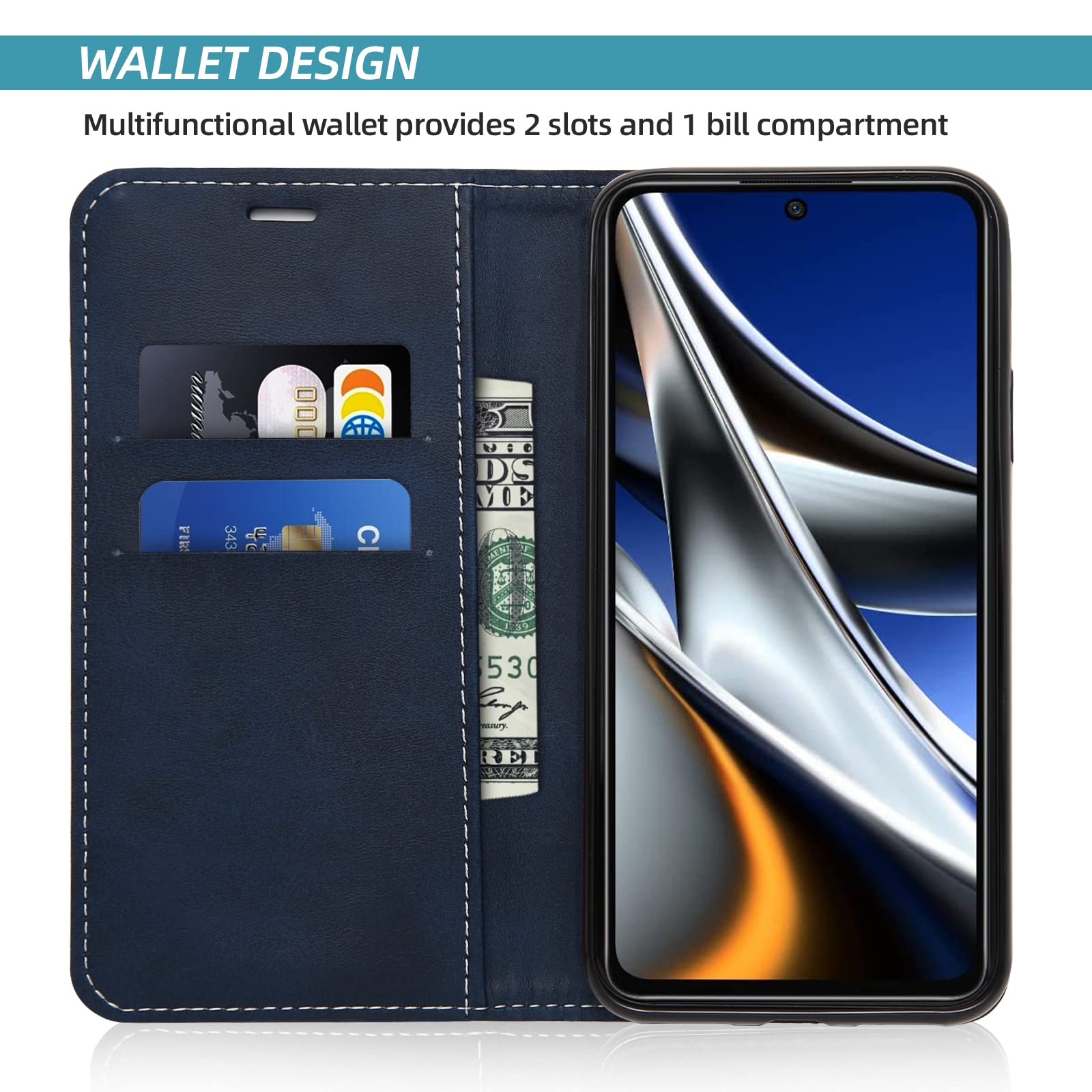 Klapber Cover In Pelle Per Xiaomi Poco X4 Pro 5G - Custodia Portafoglio Con Slot, Supporto E Penna Stilo Inclusa - Rosa - 5