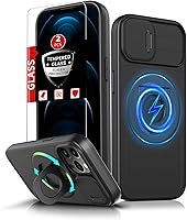 Vista 38 de Funda magnética para iPhone 11 Pro compatible con carga inalámbrica MagSafe, con 2 protectores de pantalla, anillo kickstand de 360° integrado +