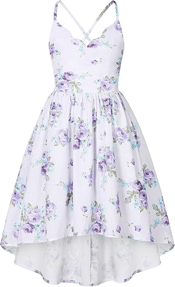 Girls Dress Toddler Girl Floral Print Dress Summer Knee Length Ruffle Halter Sleeveless Kids Casual Beach Tea Party Dresses