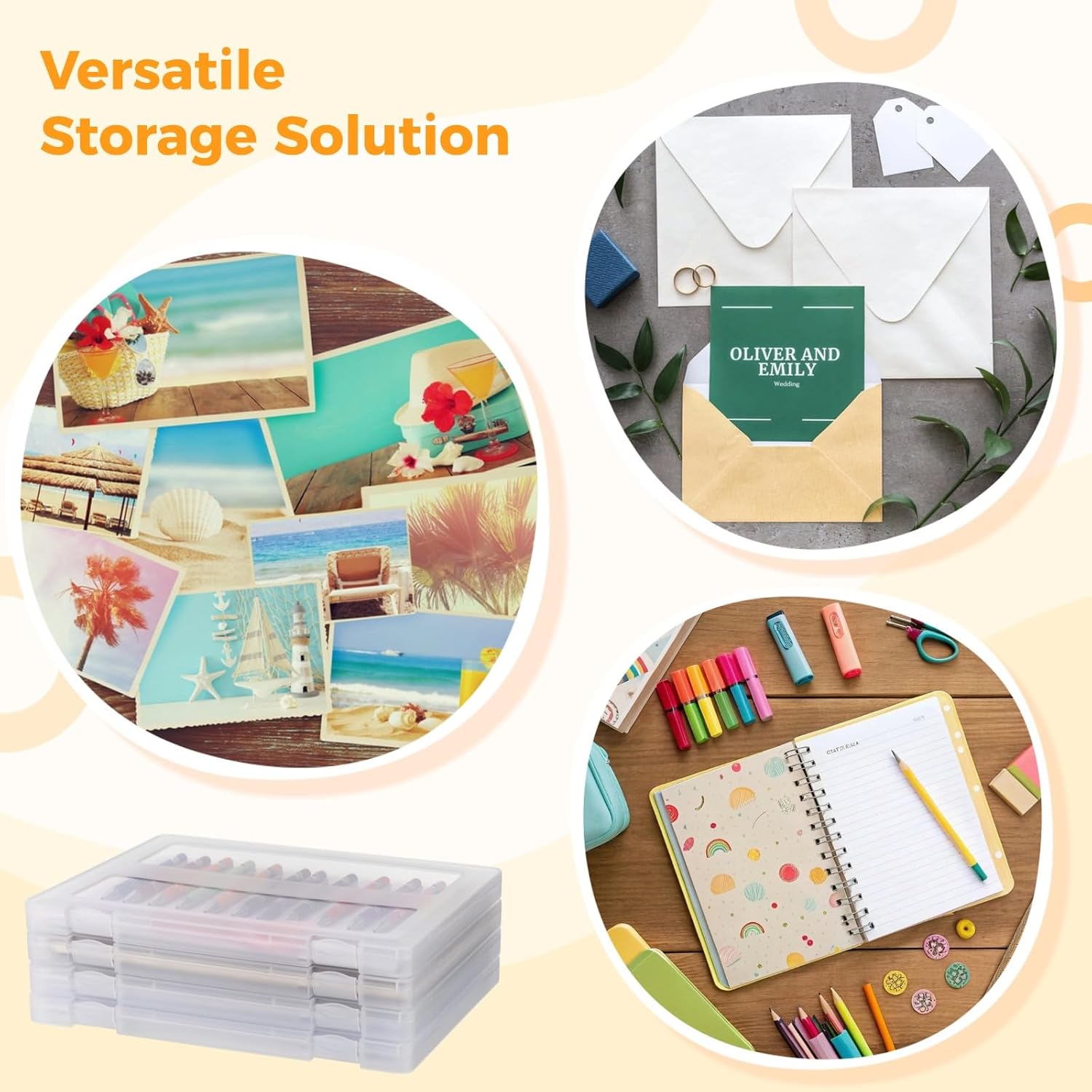 4Pcs Art & Craft Organizer Storage Case,Paper Storage Box, 12.5 x 9.4 x 0.9 in Transparent Board Game Storage Container, Clear Storage Bins with Lids,Plastic Document Organizer for Home Office