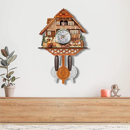 Reloj de cuco de cuarzo Black Forest House con tren en movimiento, con música EN 48110 QMT