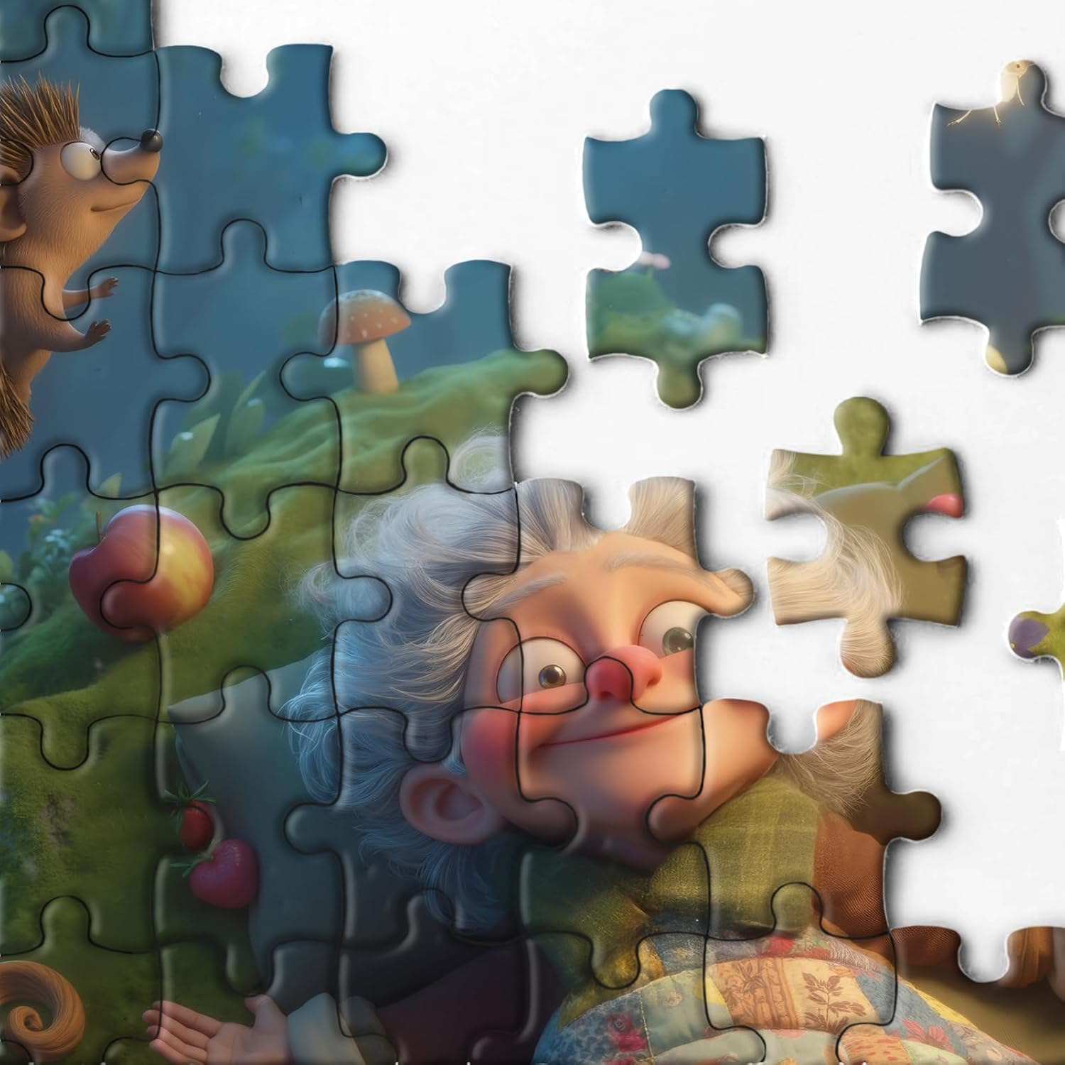 Forest Quilt Grandma Puzzle for Adult 1000 Pieces, Magic Nature Landscape Jigsaw Puzzle, Night Happy Granny Art Puzzle
