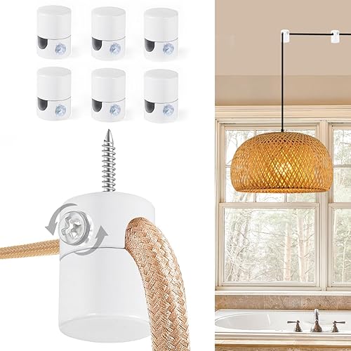 Paquete de 6 ganchos de techo mejorados para luces colgantes, ganchos blancos para luz de techo, gancho de aluminio súper carga, gancho moderno para