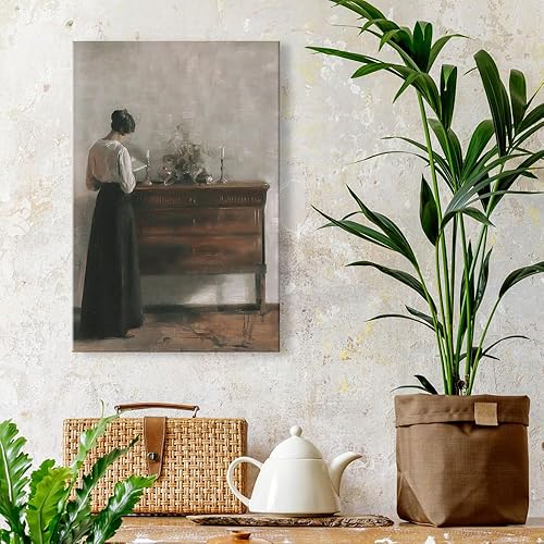 Miniatura 9 de uoyien Lienzo francés vintage para pared, obra de arte famosa de mujer, pintura al óleo, academia oscura, impresión estética, póster antiguo del