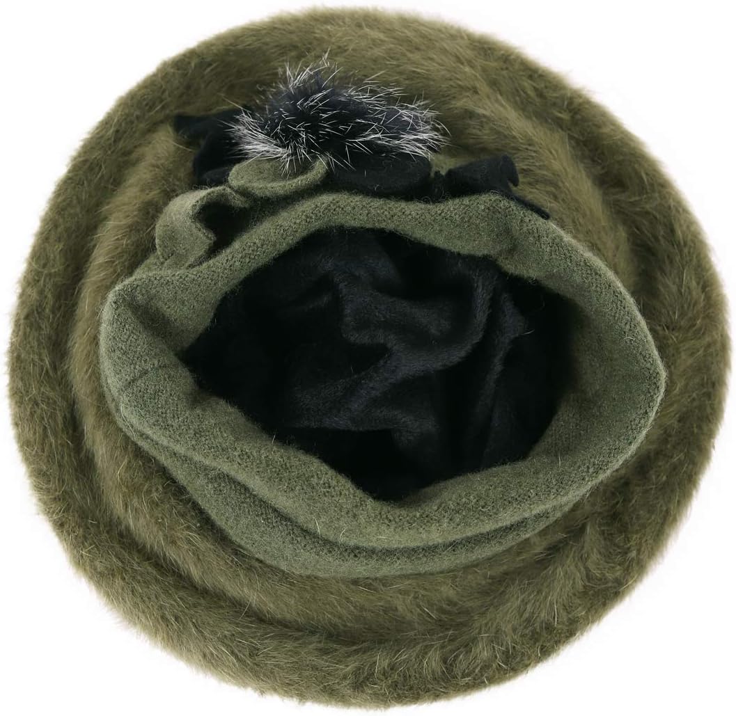 VECRY Lady French Beret 100% Wool Beret Floral Dress Beanie Winter Hat - Image 3