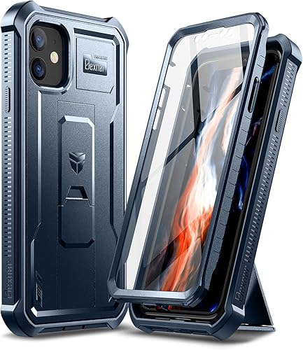 Dexnor Funda para iPhone 11, Protector de pantalla y soporte integrados Protección de grado militar resistente a prueba de golpes para iPhone 11,
