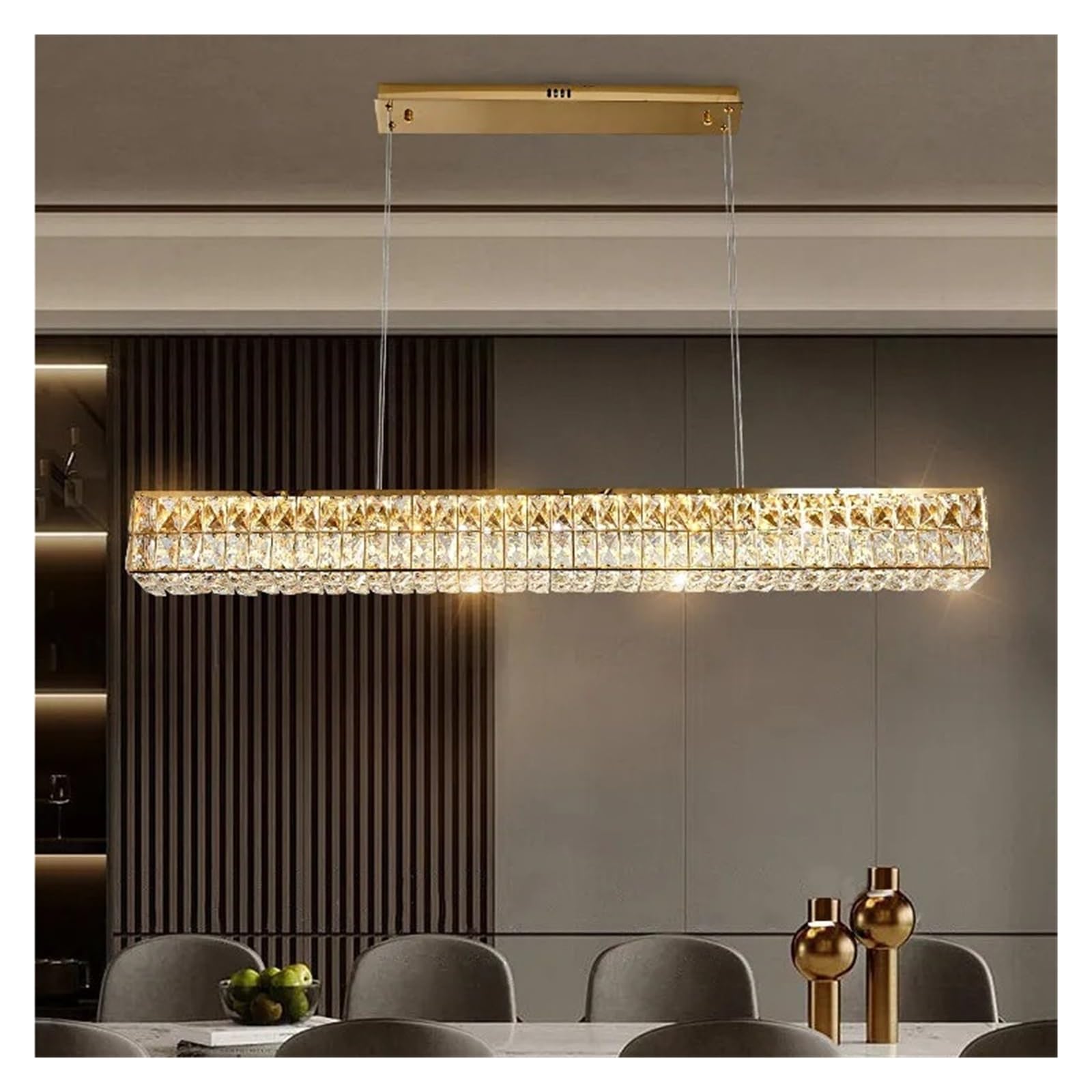 MESOVFCA Modern K9 Crystal LED Pendant Light Steel Fixture for Dining Room Home Decor,Warm Atmosphere