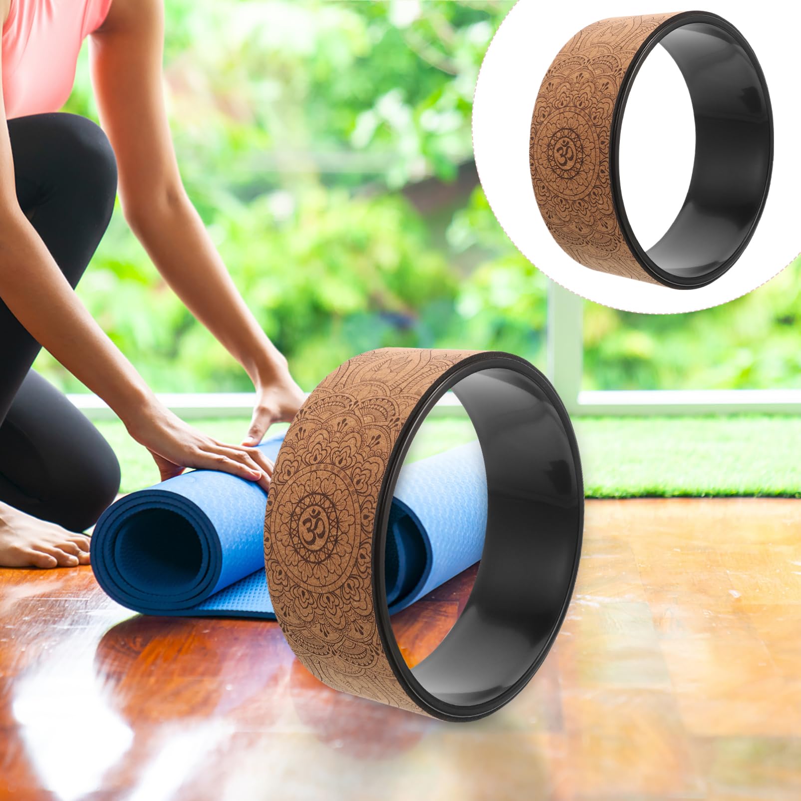 HEMOTON Leichtes Yogarad und Pu mit Griff für Rückenübungen und Hüftöffner Yoga Zubehör zur Effektiven Dehnung und Entspannung