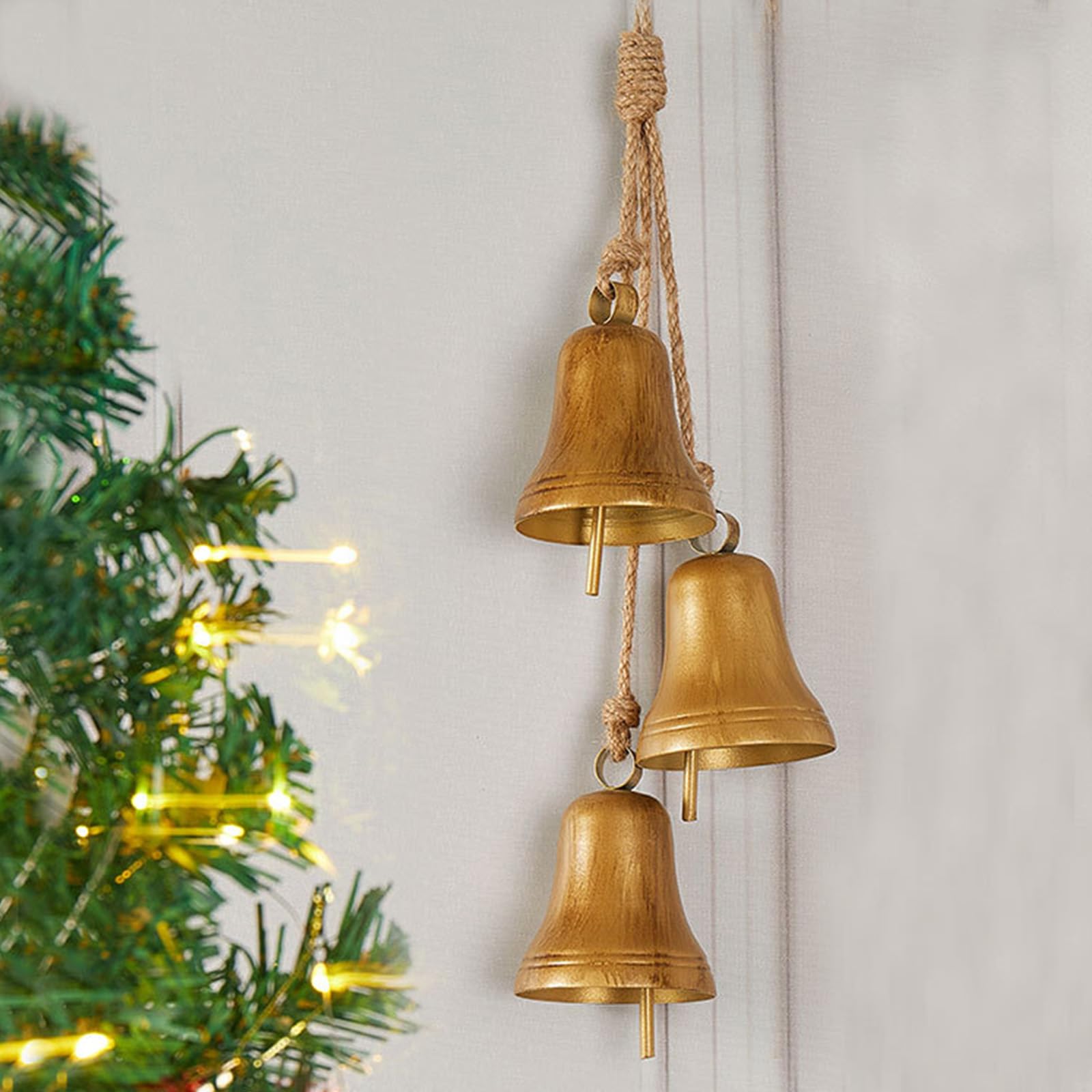 Ciondolo in metallo a forma di campane di Natale con suono chiaro, per interni ed esterni, decorazione decorativa da appendere