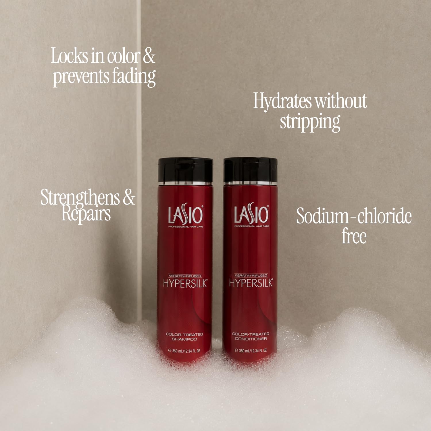 Lasio Hypersilk Acondicionador para cabellos teñidos con infusión de queratina, 350 ml