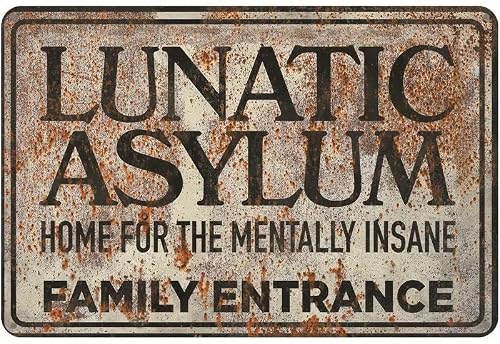 Ingzzaac Metalpostera9652 Lunatic Asylum Family Entrance - Retro Vintage Tin Sign - 8"X12"