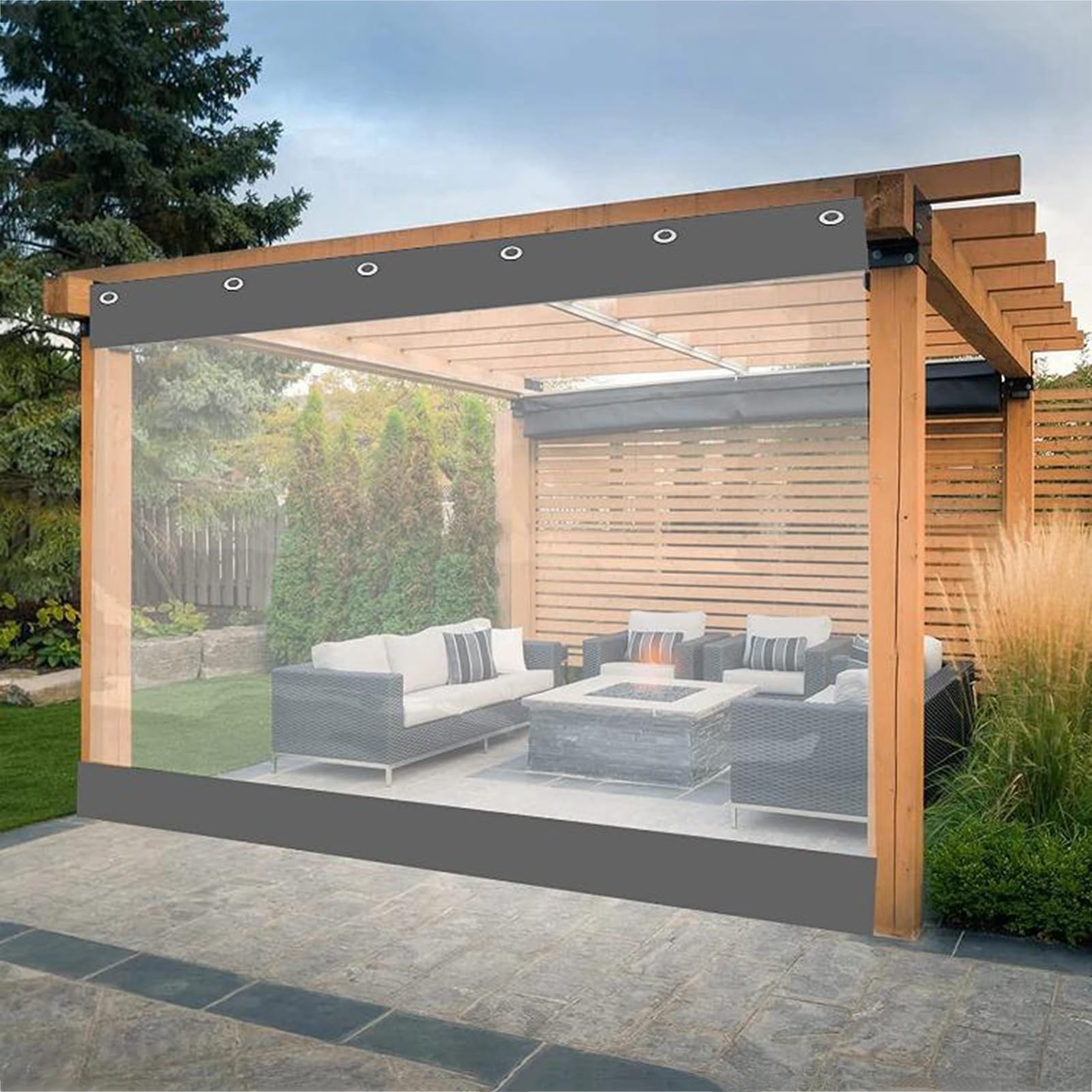 Telone impermeabile in vinile per patio, gazebo e balconi, pannelli laterali resistenti alle intemperie, in plastica resistente, per protezione esterna