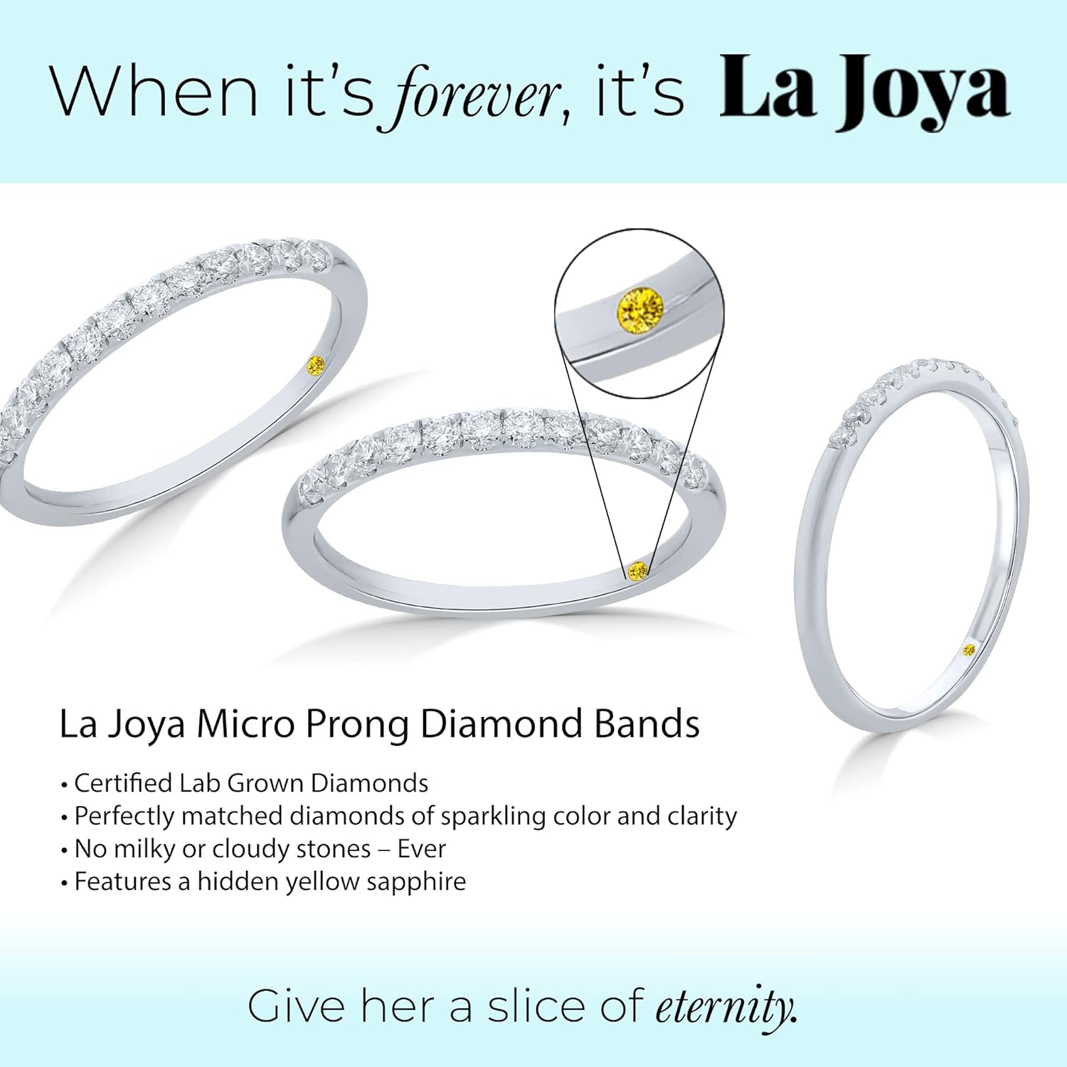 Miniatura 3 de La Joya 110 - 12 CT TW Certified Lab Grown Diamond Bands for Women - 10k White Gold, Yellow Gold and Rose Gold Anniversary Bands, Promise Rings,