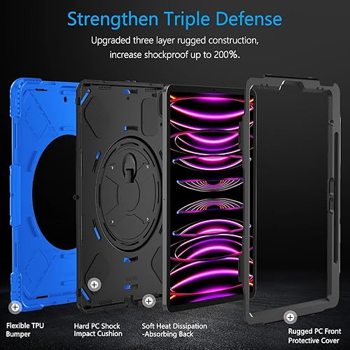 Miniatura 5 de Miesherk Funda para iPad Pro de 12.9 pulgadas 6ª/5ª/4ª generación, grado militar resistente a prueba de golpes funda para iPad Pro 12.9 - soporte