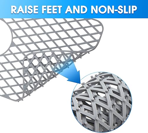 Miniatura 3 de ilicone - Tapete para fregadero de 27.7 x 12.8 pulgadas con recorte de drenaje, almohadilla protectora antideslizante resistente al calor, forro