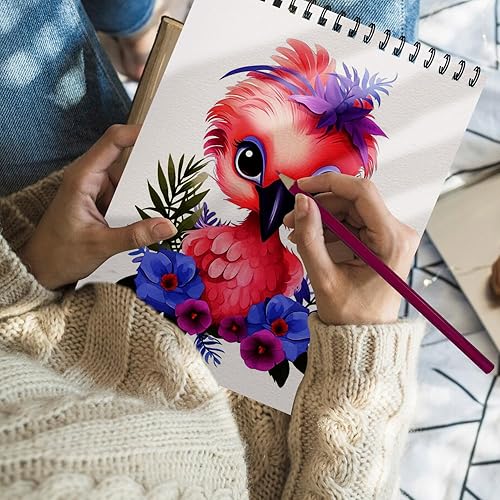 Miniatura 9 de OSIMIG Paquete de 5 cuadernos de bocetos de 8.5 x 11 pulgadas, bloc de bocetos encuadernado en espiral superior, 150 hojas en total (68 libras100