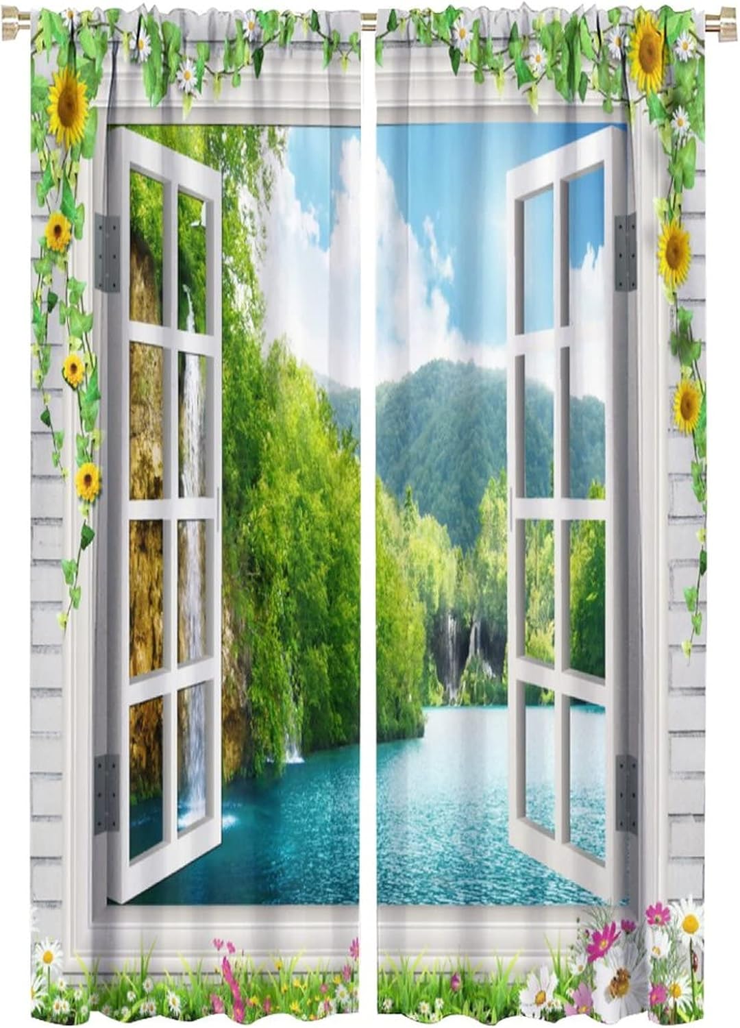 JESTRONRY Winter Snow Scene Curtains, Xmas Snowflake Forest Tree Pine Natural Scenery Thermal Drapes Window Treatments Living Room Bedroom Kitchen Bathroom Decor Curtains W42xL63in