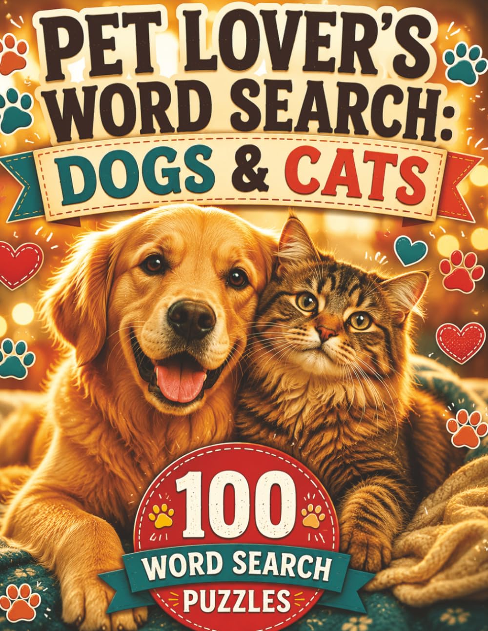 Pet Lover's Word Search: Dogs & Cats: 100 Large Print Puzzles for Animal Lovers — Perfect Gift for Dog Moms, Cat Dads & Pet Owners