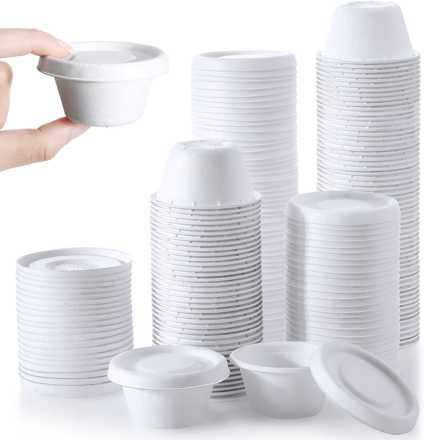 Sieral 100 Sets Portion Cups with Lids Condiment Containers
