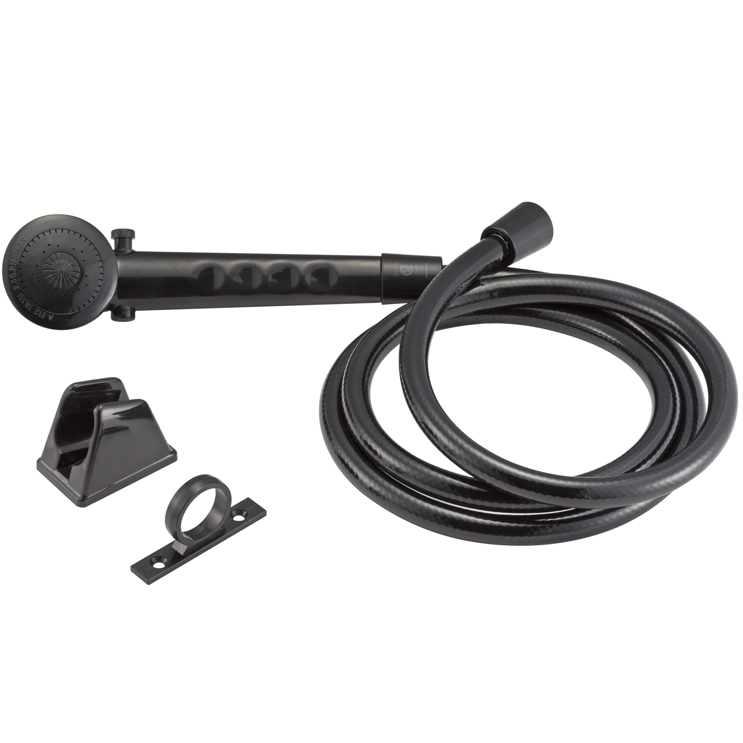 Dura Faucet DF-SA130-BK RV Economical Shower Head and 60-inch Hose Kit - Water-Saving Trickle Switch (Black)