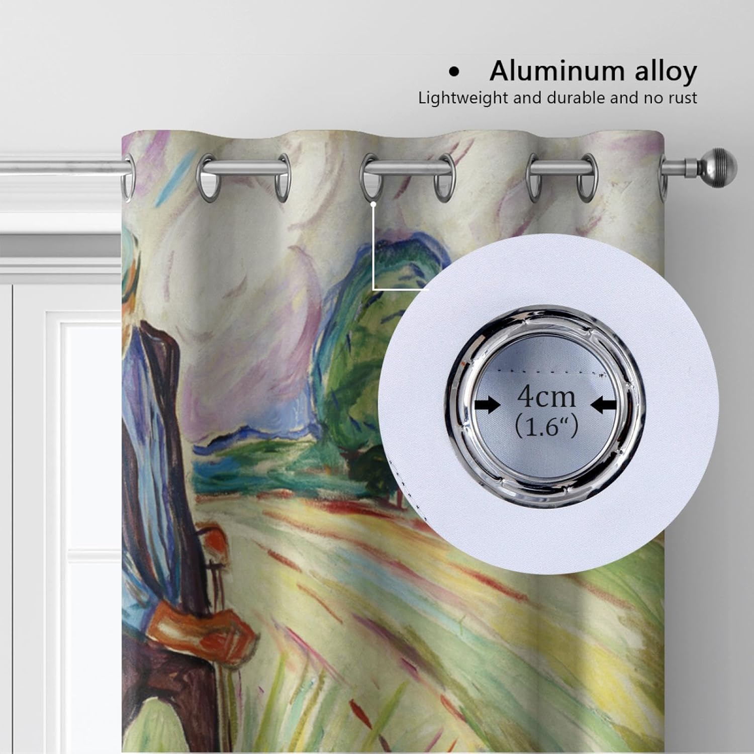 Green Field Window Drapes Country Style Grassland Thermal Insulated Curtain for Bedroom Living Room 2 Panels The Haymaker by Edvard Munch 2X W38xL63in