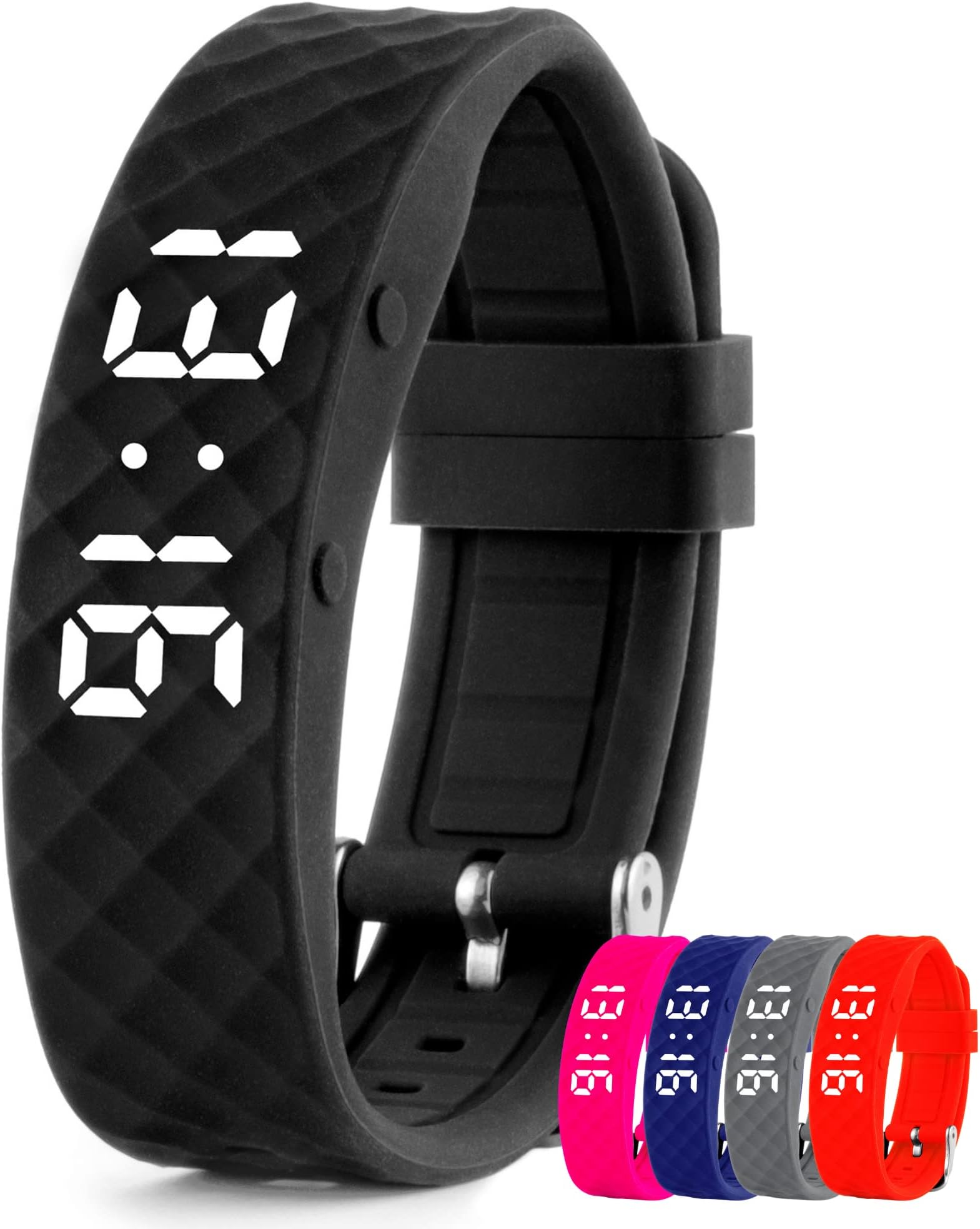 Tabtime Men Analogue Black Band Vibrating Alarm Reminder Watch - With Up To 10 Personal Alarms Or Pill Reminders Per Day, Black, Small, Modern