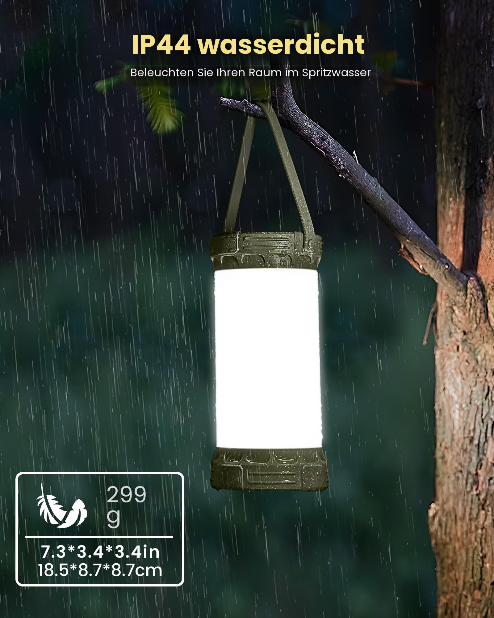 Glocusent Campinglampe & Zeltlampe:1500 lm Campinglicht 135 LED, 200 Stunden, 5000 mAh mit 3 Farben und 5 Helligkeitsstufen, SOS, wiederaufladbare Laterne für Stromausfälle, Camping, Wandern, Notfälle