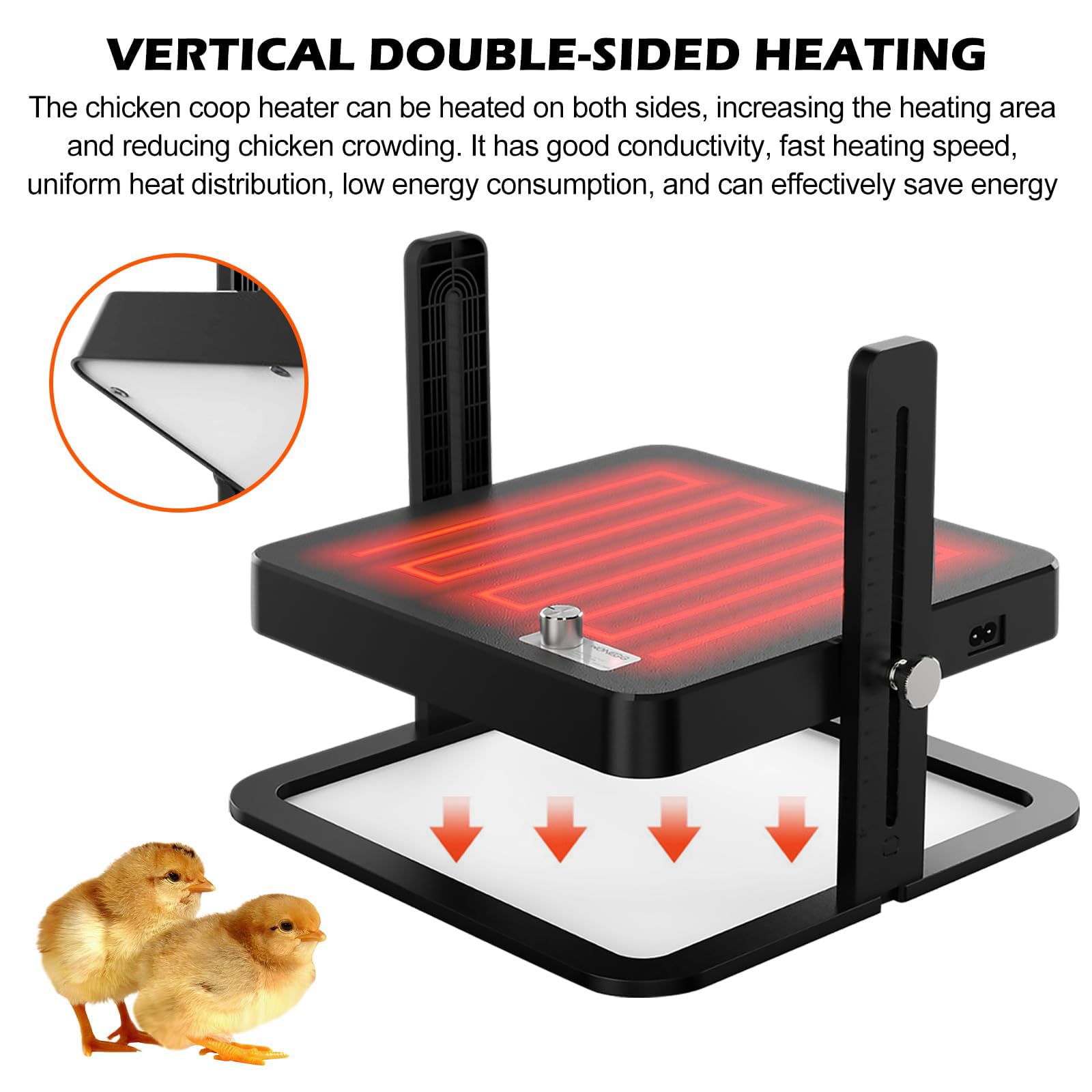 Lámpara de calor para pollito, placa de calor para gallinero, temperatura y altura ajustables, lámpara de calor para gallinas, lámpara de calor animales, ahorro de energía en invierno