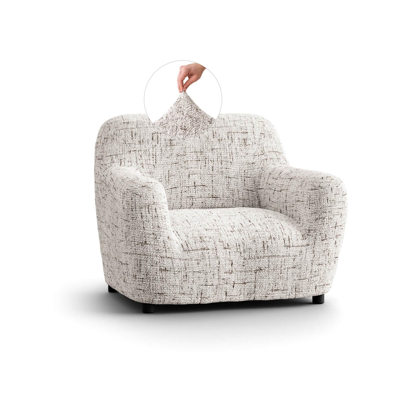 PAULATO - Funda de Sofá 1 Plaza Sillón de Microfibra con Estampado, Tejido Biextensible Antirrayas Lavable a Máquina, Certificado Oeko-Tex, Diseño Vittoria Natural - Made in Italy