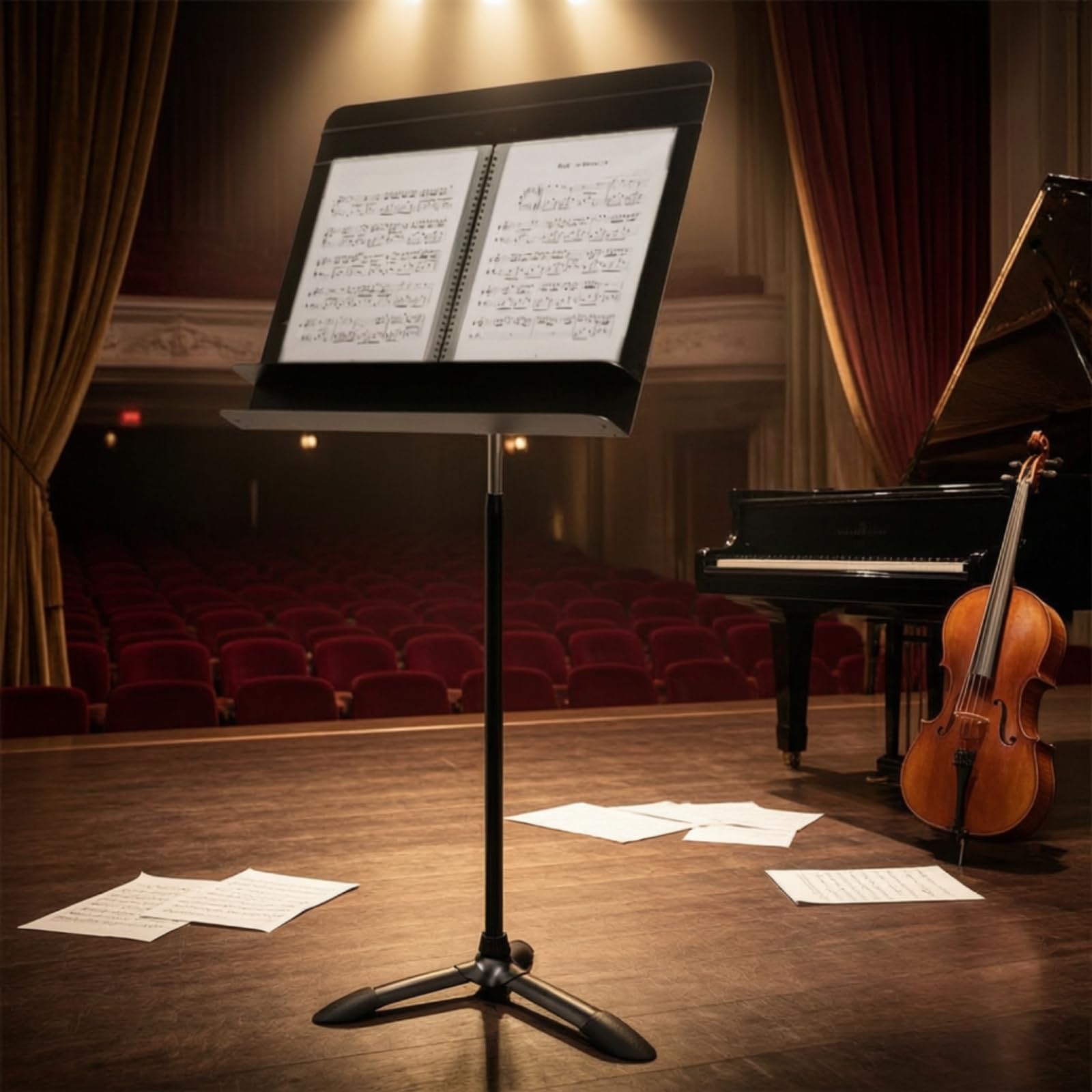 Atril Partituras Plegable Atril Música Estable Soporte para Músicos, Ensayos, Establecimientos Educativos, Altura 980-1520 Mm, Capa Única