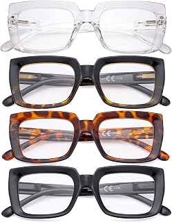 CessBlu 4 Pack Reading Glasses Oversized Readers Eyeglasses for Women